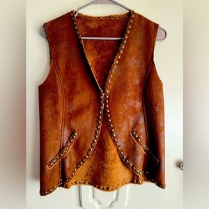 Montanaco Faux Leather and Faux Fur Native American Style Vest